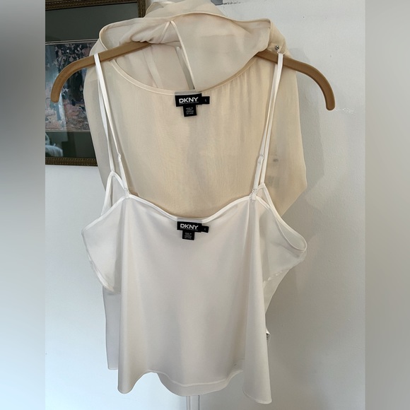 DKNY Silk Blouse. Size Large. Color: white - Picture 3 of 8